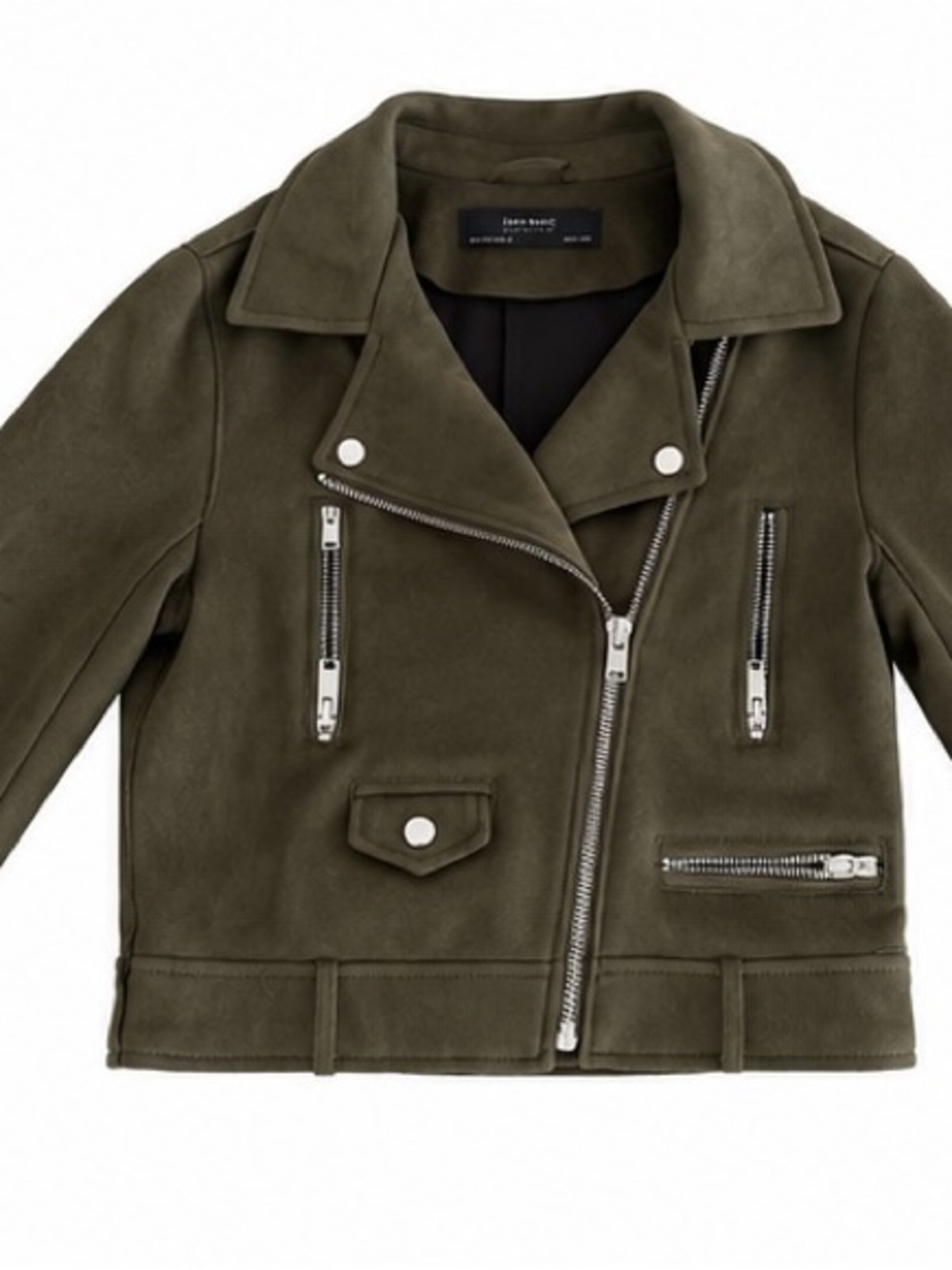 Zara Kids Olive Green Suede Biker Jacket